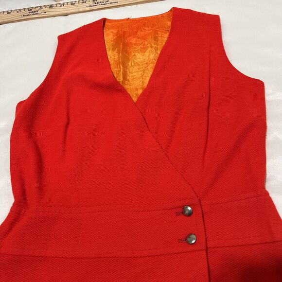Vintage 60s Mod Orange Drop Waist Mini Wrap Dress FRITZI OF CALIFORNIA - Picture 8 of 13